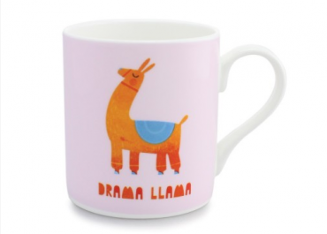 Mug with a cartoon llama and "Drama Llama" written underneath, taken from UK Mugs collection.